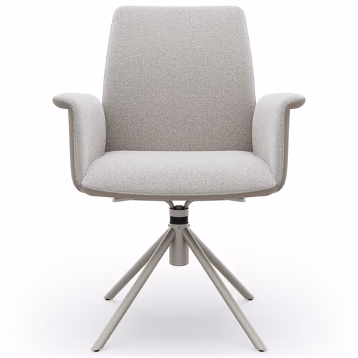 Armlehnstuhl Sedana - drehbar, Leder & Stoff, Grau