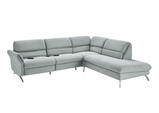 Ecksofa - 3-Sitzer mit Ecke rechts, Rückenlehne verstellbar, Stoff, Salbei