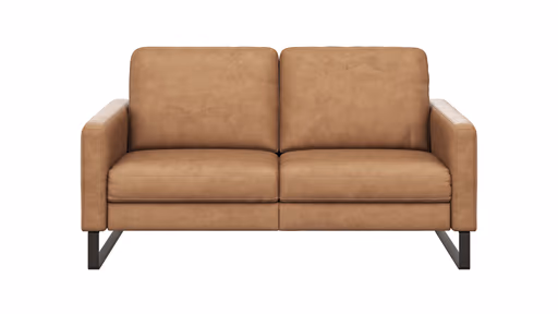 Sofa Enna - 2,5-Sitzer, Armlehne A, Leder, Cognac, Kufe, Schwarz