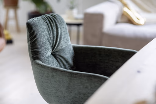 Armlehnstuhl Pelle - Stoff, Eukalyptus, Stativ, Schwarz, Matt, Drehbar