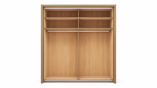 Schwebetürenschrank Lenoso - B. ca. 210 cm, Eiche massiv, Glas Champagner