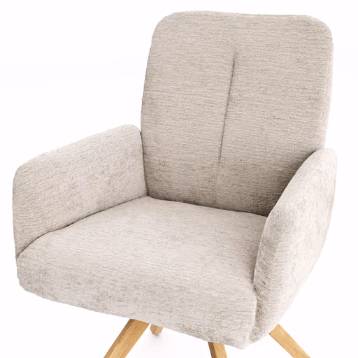 Armlehnstuhl Evania - Dreh und Relax-Funktion, niedriger Rücken, Stoff, Ecru