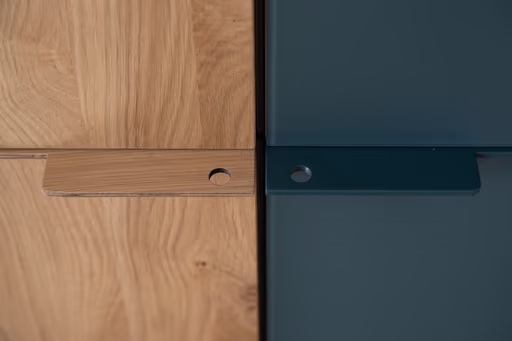 Drehtürenschrank Matera, B ca. 302, Ethno Eiche, Glas, blaugrün