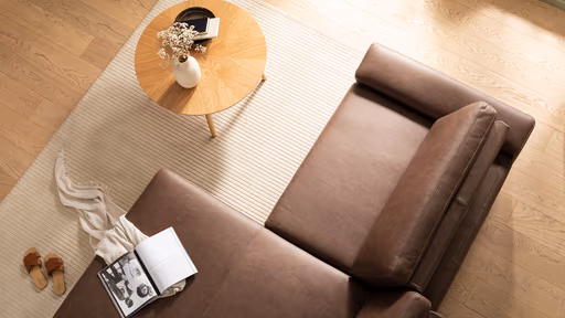 Ecksofa Houston - 1,75-Sitzer mit Longchair groß rechts, inkl. Sitztiefenverstellung und Armlehne klappbar, Leder, Dunkelbraun