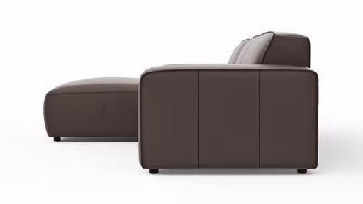 Ecksofa Denver - Longchair links, groß mit 2,5-Sitzer, Leder, Mocca