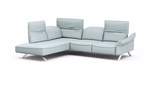 Ecksofa Bormio - Ecke links, 2,5-Sitzer inklusive Kopfteilverstellung, Leder, Jade