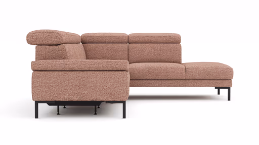 Ecksofa Hudson - 2,5-Sitzer mit Ecke rechts, inkl. Kopfteil/Armlehne verstellbar und Sitzvorzug/Relaxfunktion (motorisch), Stoff, Kupfer