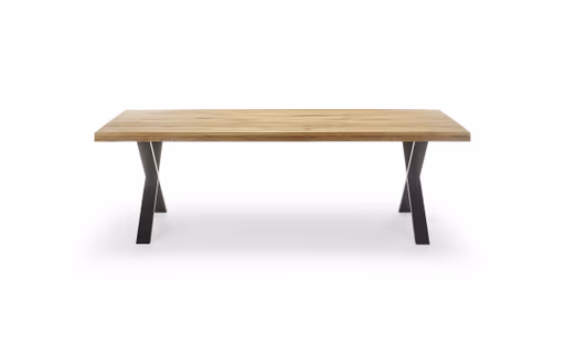 Esstisch - LB ca. 240x100 cm, Eiche massiv geölt, Baumkante, Schwarz