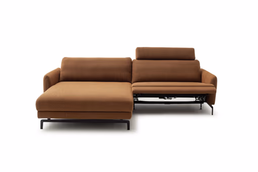 Ecksofa Enna - Longchair Links mit 1,75-Sitzer, inkl. motorischer Relaxfunktion, Stoff, Terracotta