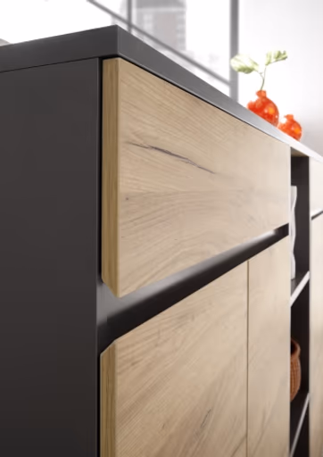 Aktenschrank GRIFFIN - B/H/T ca. 80x120x40 cm, Graphit, Eiche Dekor