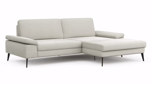 Ecksofa Houston - 1,75-Sitzer mit Longchair groß rechts, inkl. Sitztiefenverstellung und Armlehne klappbar, Stoff, Natur
