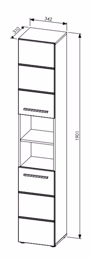 Hochschrank- B ca. 34 cm, Vintage Holz, Schwarz, Matt, Tiefzieh