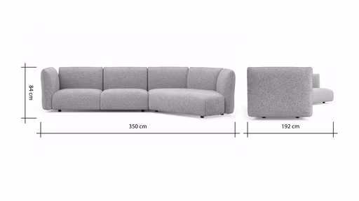 Trapezsofa Motone - 2-Sitzer mit Ecke rechts, Stoff, Beige