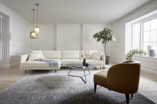 Ecksofa Cuneo - Longchair links, 2-Sitzer, Boucle, Creme