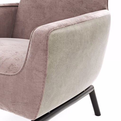 Sessel Matina - Größe M, Leder&Stoff, Dunkelbraun, Mauve