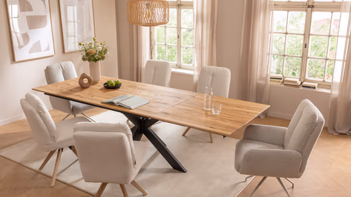 Esstisch Liora - ausziehbar, LB ca. 180x95 cm, Wildeiche massiv, natur geölt