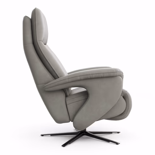 Sessel Tulsa Relax - Größe L, inkl. Kopf-/Fußteil/Rückenlehne verstellbar, Leder, Graubeige