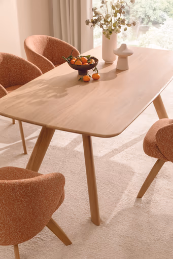 Esstisch Nayara - LB ca. 200x100 cm, Eiche massiv, satin gebeizt matt lackiert