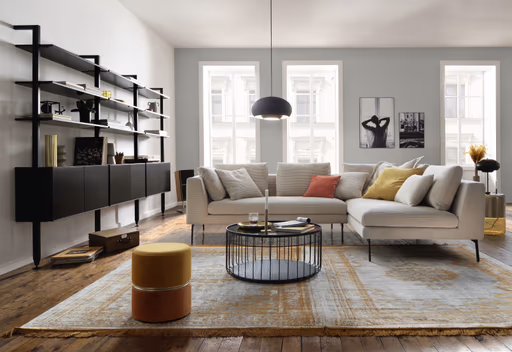 Ecksofa Helmi - 2,5-Sitzer, Ecke rechts, Cord, Creme