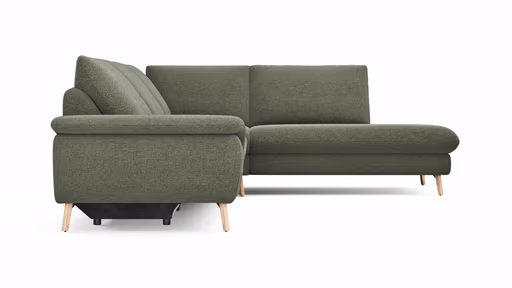 Ecksofa Gotera - 1,5-Sitzer med. + 1,5-Sitzer med. links mit Ecke und Abschlussteil rechts inkl. Rückenlehne verstellbar, Stoff, Olivgrün