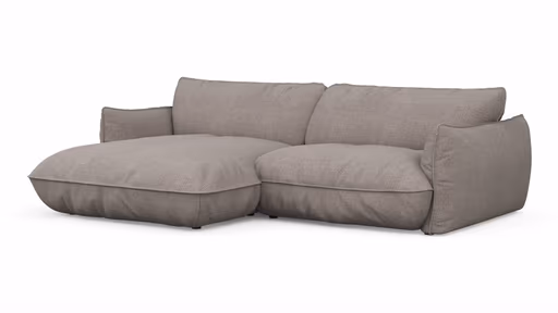 Ecksofa Fluffy - Longchair mit 2,5-Sitzer rechts inkl. Rückenlehne verstellbar, Stoff, Taupe