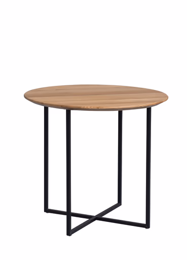 Couchtisch - Ø/H ca. 60x56 cm, Wildeiche massiv geölt, Schwarz