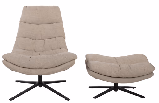 Relaxsessel mit Hocker - drehbar, Webstoff, Sand