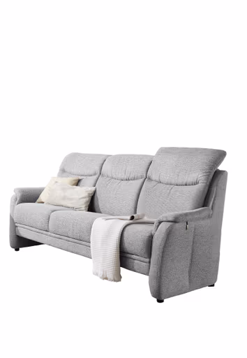 Sofa EM Sill - 3-Sitzer, mit Kopfteilverstellung, Stoff, Grau