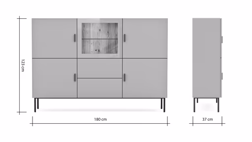 Highboard Palos - Lack, Hellgrau