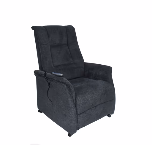 TV-Sessel MIKALA - Aufstehhilfe, Relaxfunktion, Kopfteilverstellung, Stoff, Schwarz