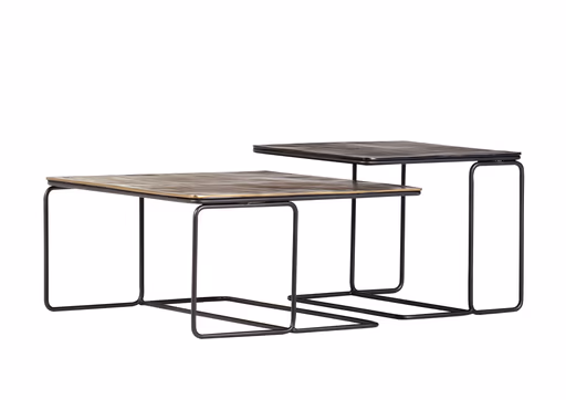 Beistelltisch-Set Luka & Linn - LBH ca. 70x70x34 cm, Metall, Schwarz