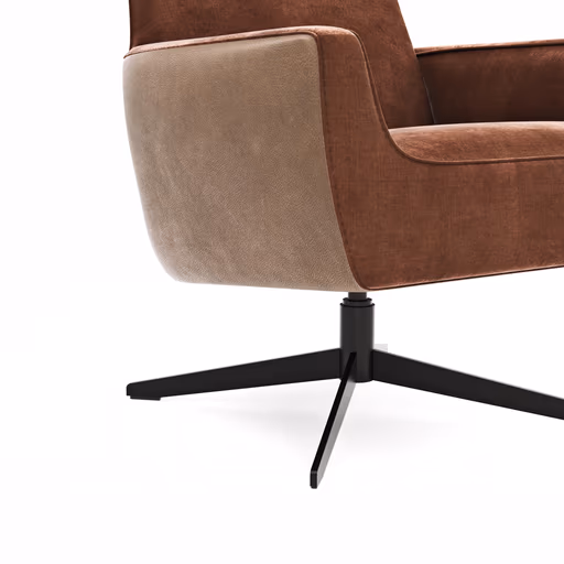 Drehsessel Matina - Größe M, Leder&Stoff, Cognac, Kupfer