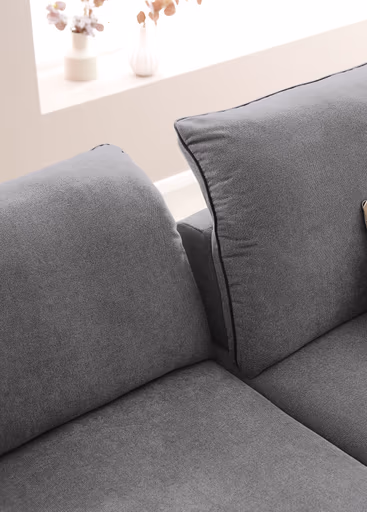  Ecksofa - Longchair links mit 1-Sitzer, Kopfteil/Armlehne/Sitztiefe verstellbar, Stoff, Grau