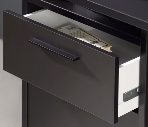 Schreibtisch FJODOR - mit Beleuchtung, Schwarz matt