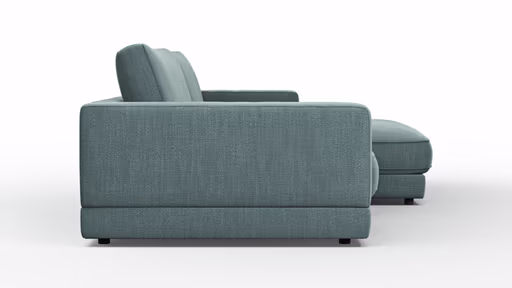 Ecksofa Juni - 1,5-Sitzer mit Longchair rechts, Stoff, Petrol