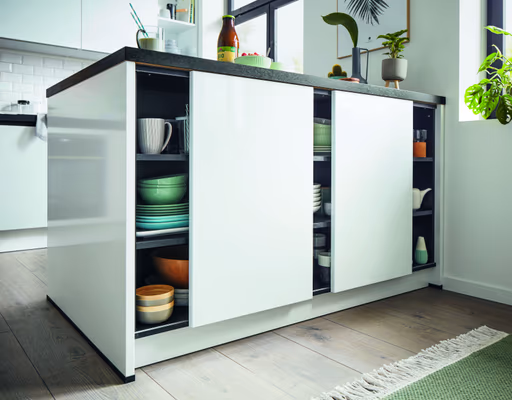 Inselküche 51.170 GL 10 520, Kristallweiß Hochglanz