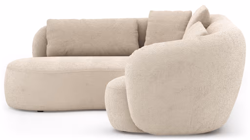 Ecksofa Karasu - Ottomane links mit 3-Sitzer rechts, Stoff, Natur