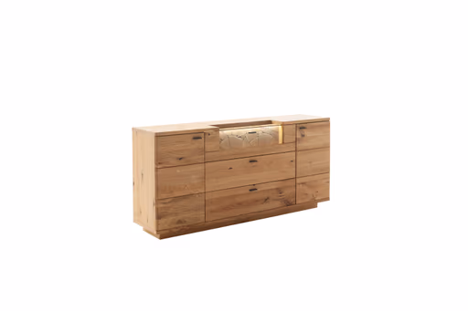 Sideboard - mit Beleuchtung, Eiche, teilmassiv
