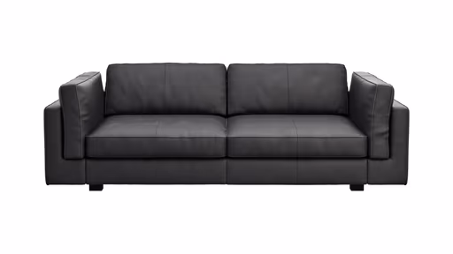 Sofa Aprino 3 - 3,5-Sitzer XXL, Dickleder, Schwarz, Armlehne Kissen