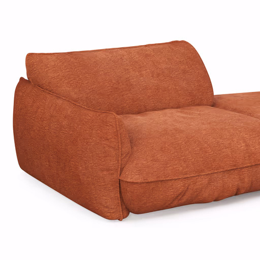 Trapezsofa Fluffy - 2-Sitzer mit Trapezelement und Abschlussteil inkl. Rückenlehne verstellbar, Stoff, Kupfer