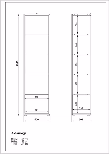 Aktenregal GWEN - B/H/T ca. 50x196x37 cm, Weiß