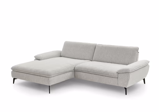 Ecksofa - Longchair links und 1,5-Sitzer, Stoff, Ecru