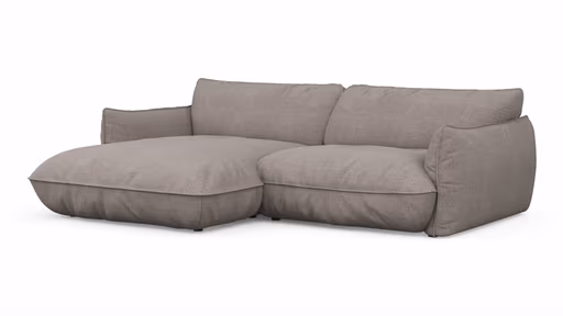Ecksofa Fluffy - Longchair mit 2,5-Sitzer rechts inkl. Rückenlehne verstellbar, Stoff, Taupe