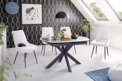 Esstisch MEGGIE - ausziehbar, LB ca. 130x100 cm, Glaskeramik, Grau