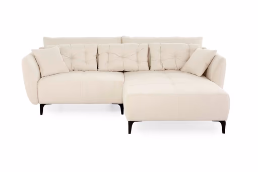 Ecksofa JANEK - 2,5-Sitzer, Ecke rechts, Stoff, Creme
