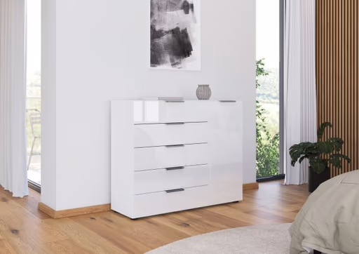 Kommode RIPP- Weiß, Glas, Weiß