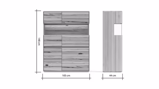 Highboard Hillsboro - inkl. Beleuchtung, Buche/Kernbuche natur, geölt
