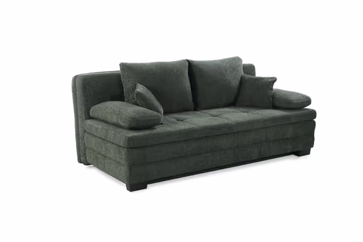 Sofa JONAH - 2-Sitzer inkl. Schlaffunktion und Bettkasten, Stoff, Dunkelgrün
