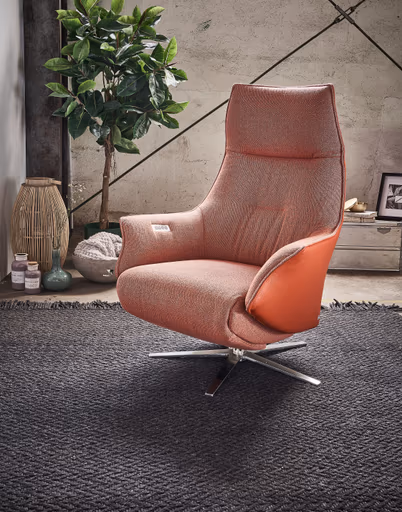 Relaxsessel Girona -  inklusive motorischer Relaxfunktion, Stoff, Leder, Rose