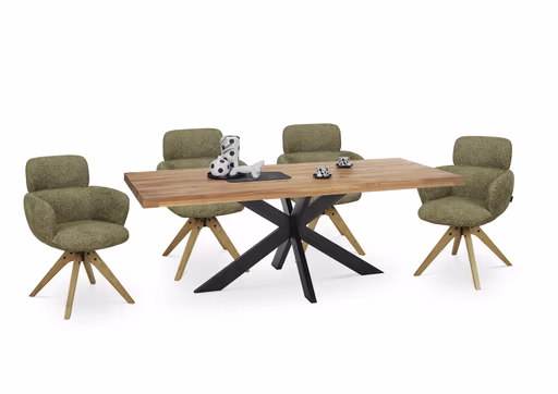 Armlehnstuhl MANJA - drehbar, Stoff, Braun